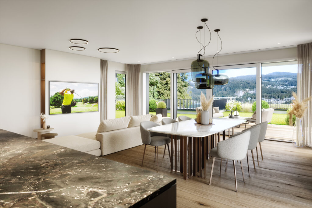 Architekturvisualisierung Nobilis Wörthersee Interior EG_B02_wohnen2